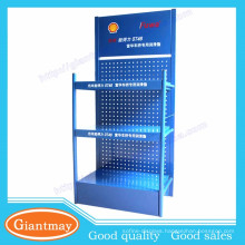 Popular designing metal pegboard essential engine oil display stand for 4S shop